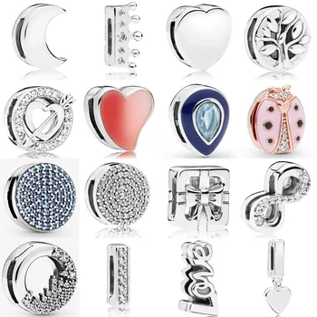 Veľkoobchod 100% 925 Sterling Silver Reflexions Klip Kúzlo Fit Pôvodné Pandora Reflexions Náramok DIY Šperky