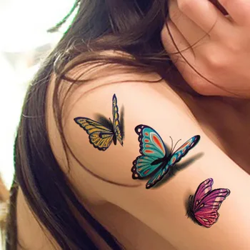 Nepremokavé Dočasné Tetovanie Nálepka, 3D Butterfly Tetovanie Farba flash módne tetovanie malé krku ruky, ramena, pleca falošné tetovanie QS057