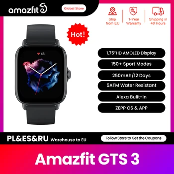 Nové Amazfit GTS 3 GTS3 GTS-3 Smartwatch 5 ATM Nepremokavé Alexa Vstavaný GPS Ženského Cyklu Monitorovania Smart Hodinky pre Android IOS