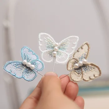 4PCS/Set 3D Butterfly Čipky Textílie Stereoskopické Škvrny Výšivky pokrývku hlavy DIY Oblečenie, Šitie Dodávky Zdobia Príslušenstvo