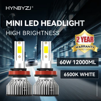 HYNBYZJ H7 Mini Auto Svetlomet H1 H4 LED Žiarovky H8 H11 9005 HB3 9006 HB4 9004 HB1 9007 HB5 H13 Led Svetlá 60W 12000LM Turbo Lampa