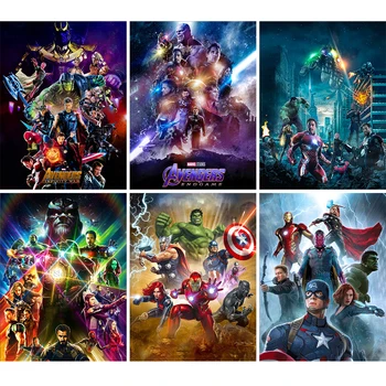 Plné Námestie Kolo Diamond Maľovanie Marvel Avengers Cartoon 5D HOBBY Ručné Mozaiky Nastaviť Výšivky Cross Stitch Domova Darček