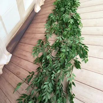190 cm Umelé Eukalyptu Garland Listu Rastlín Zelene Svadobné Mariage Dekorácia Decor Falošné Listy Viniča pre Domov, Záhradu Stenu