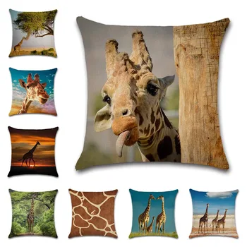 Africké Zviera Žirafa Tlač Vankúš Výzdoba Domov Hodiť Pohovka Kreslo Auto Priateľ Úrad Sídlo Darček Obliečka Na Vankúš