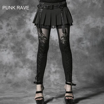 Veľký výpredaj 37 znížil na 19 Punk Rave KERA Gotický plastický dekoratívny vzor Strechy legíny, Nohavice Steampunk Ženy móda K144