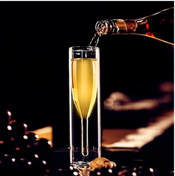 1 Kus Na Vysokej Borosilikátového Biele Víno Strany Šampanské Flauty Dvojité Steny Pohár Šampanského Pohára Pohár