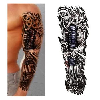 1pcs Dočasné Tetovanie Nálepky mechanické Dizajn Plný Kvet Tetovanie s Ramenom Body Art Veľké Veľké Falošné Tetovanie Nálepky
