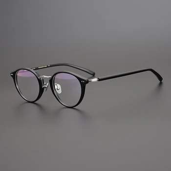 Čistý Titán Japonsko Značky Kolo Okuliare Rám Vintage Mužov Acetát Optických Okuliarov Na Predpis Krátkozrakosť Počítač Okuliare Ženy