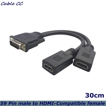 DMS 59Pin 2 kompatibilný s HDMI Samec Samica Y Rozbočovač Video Kábel, Adaptér, Počítač Hosť Grafická Karta Dual Video Kábel