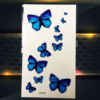 1PC 3D Blue Butterfly Nepremokavé Tetovanie Samolepky Pre Sexy Ženy, make-up PAQ-167 Dievčatá Lady Dočasné Tetovanie Vložiť Knihu Motýľ