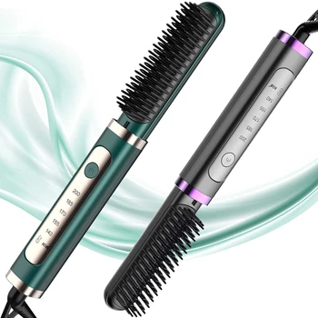 Elektrické Hair Straightener Hot Prečesať Kefou Negatívne Ióny Kúrenie Hair Straightener Curler Kefa Rýchlo Kúrenie Účesy Nástroje
