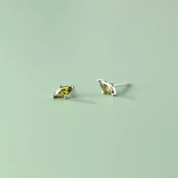 925 Pevné Mincový Striebro Olivový Zeleným Zirkónom Stud Náušnice, Piercing Ucha Módne Šperky Pre Ženy, Dievčatá