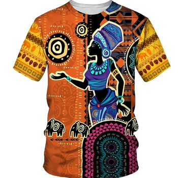 Africké pánske T-shirt Muži Ženy Móda Nadrozmerné T-shirt Deti Hip Hop Topy, Tričká, Vintage Letné Tee Tričko Ženy Topy Natívne
