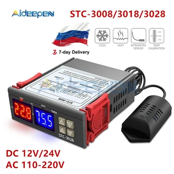 STC-3008 3018 3028 Duálny Digitálny Regulátor Teploty Vlhkomer C/F Termostat Dve Relé Výstup AC 110V 220V DC 12V 24V 10A