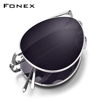 FONEX Čistého Titánu Polarizované slnečné Okuliare Mužov Skladacie Pilot, Slnečné Okuliare pre Mužov Nové Značky Dizajnér Vysokej Kvality Odtiene 838