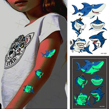 Svetelný Tetovanie Nálepky Deti Rameno Tvár, Tetovanie Deti, Dievčatá, Body Art Tatto Shark Dinosaura Motýľ Dýku Zvierat Kreslených