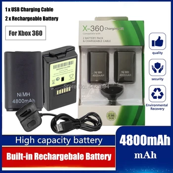 4800mah Batérie+USB Nabíjanie Nabíjací Kábel Pre Xbox 360 Wireless/ Káblového ovládača Bateria Nabíjateľná Batéria