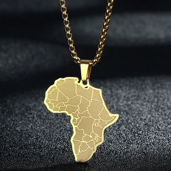 Kreatívne Afrika Mapa Afriky Náhrdelník Z Nehrdzavejúcej Ocele Mužov Šperky Zlaté Starovekej Krajiny Prívesok Náhrdelník Darček K Narodeninám
