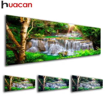 Huacan Diamond Výšivky Predaj 5D DIY Diamond Maľby Plné Námestie Krajiny Domova Mozaiky Vodopád Obraz kamienkami