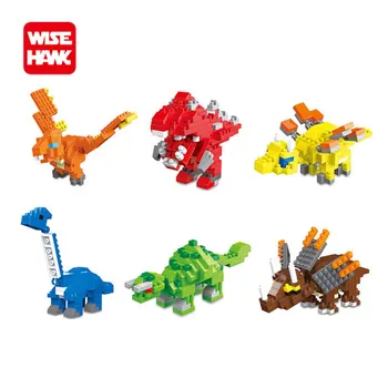 Wisehawk Kawaii Dinosaura Bloky Zábavné Mini Tyrannosaurus Zviera 3D Diy Micro Model Plastové Stavebné kamene, Tehly Hračky Pre Deti.