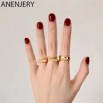 ANENJERY Striebornej Farby, Geometrické Prstene pre Ženy, Mužov, Zlato, Striebro Otvorené Prst Prstene, Šperky Veľkoobchod