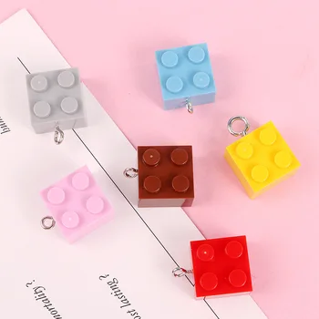 10pcs Farebné Bloky Živice Charms Hračky Tehál zobrazili kľúčové tlačidlá pre Náušnice, Náhrdelník Šperky, Takže Väčšinu Diy Keychain Zistenia Dodávky