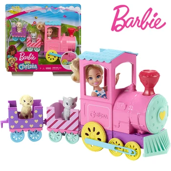 Barbie FRL86 Klubu Chelsea Vlak Hra Zariadenia s 3 Pripojte Autá Chelsea Pop Mačiatka a Šteniatka Playhouse Hračky pre Deti,