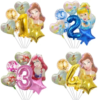 Disney Princess malá Morská víla, Popoluška Belle Tému Balóny Narodeninovej Party Dekorácie 32inch Číslo Hélium Baby Sprcha Deti Hračky