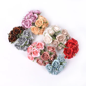 6pcs/veľa kvalitných umelý kvet hodvábnej ruže kytice Pre svadobné domáce dekorácie DIY veniec zápisník obuv a oblečenie