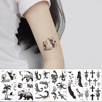 Nepremokavé Dočasné Tetovanie Nálepky Ženské Telo Make-Up Plameň Prst Tetovanie Smajlík Black Rose Flower Art Flash Falošné Tetovanie Mužov