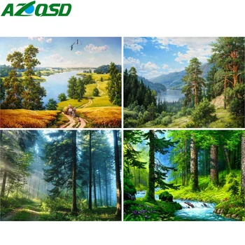 AZQSD Plné Námestie Diamond Maľovanie Strom Lesa Cross Stitch Súpravy na Vyšívanie, Diamond Výšivky Krajinnej Mozaiky Domova