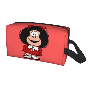 Móda Kawaii Mafalda Cestovné Toaletná Taška Ženy Quino Argentína Cartoon Kozmetické Make-Up Taška Krásy Skladovanie Dopp Auta