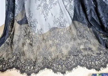3 metre Čiernej Chantilly Čipky Textílie pre Svadobné Šaty, spodná Bielizeň Svadobné Šaty