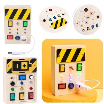 Deti Elektronické Busyboard Montessori Svetla LED Busy Board Dreva telovýchovno Hračky, Farba Poznanie Dieťa Učebných Pomôcok Dary