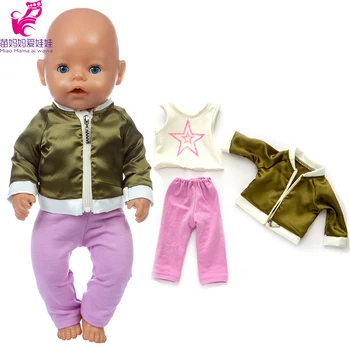 17 palcové baby nové narodený bábiky oblečenie olivový zelená Bunda, tričko, nohavice pre 18-palcové americkej generácie dievča bábiku šaty, Kabát