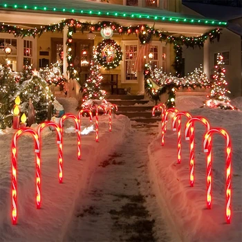 5/10pcs/Veľa Solárne LED Candy Cane Lampa Vianočný Stromček na Záhrade Trávnik Lampa na Vianoce, Nový Rok Holiday Home Parkové Osvetlenie Interiéru