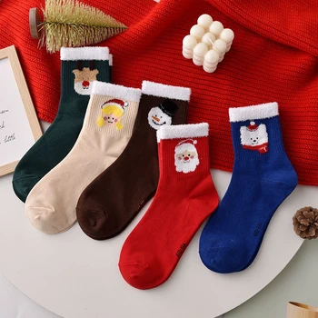 1 Pár Vianočné Ponožky Bavlna Cartoon Teplé Ponožky Zábavné Santa Claus Vianočný Stromček, Sneh Vytlačené Šťastný Bavlny, Mäkké Teplé Ponožky