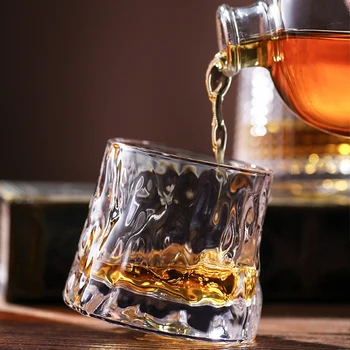 1pcs Bourbon Okuliare Rotujúce Whisky Sklo staromódnou Škótskej Spinning Whisky Pohár Whisky Kalíšok Záber, Sklenené Poháre A Hrnčeky