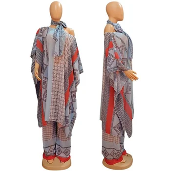 Africké Sady Pre Ženy Tradičné Dashiki Tlač Šaty, Nohavice 3 Dielna Sada Veľká Veľkosť Boubou Šifón Oblečenie Vestido Africano Mujer