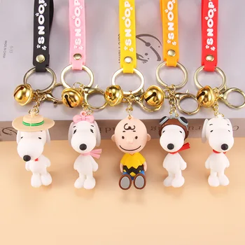Kawaii Snoopyed Anime Keychain Prívesok Hračky Karikatúra Roztomilý Charlied Hnedá Taška Ornament Príslušenstvom Bábiky, Hračky pre Chlapcov, Dievčatá Darček