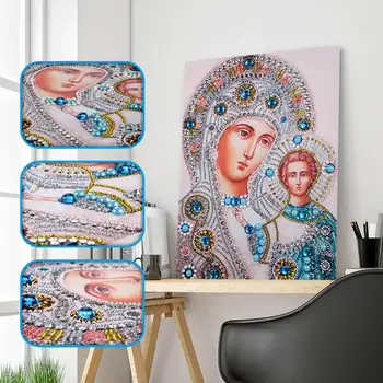 Náboženské obrázok v Tvare Diamantu Maľovanie DIY 5D Časť Diamond Cross Stitch Auta Crystal Drahokamu Umenie