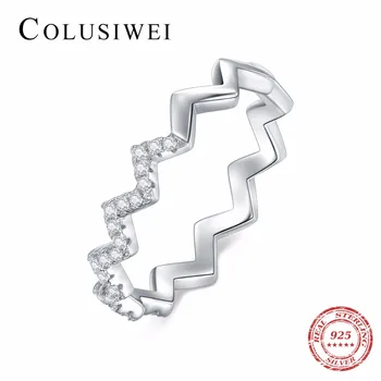 COLUSIWE 100% Strieborné Prstene pre Ženy Autentické 925 Sterling Silver Šperky Jedinečný Nepravidelné Linky Prst Zásnubné Prstene, Šperky