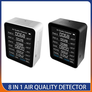 8 V 1 Kvalita Ovzdušia Detektor CO2 Monitor PM2.5 PM1.0 PM10 HCHO TVOC Teplota Vlhkosť Senzor Detektora Plynu Detektor Analyzer