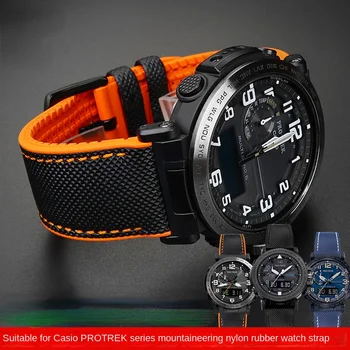 Pre Casio PROTREK Horolezectvo watchband PRG-600/PRG-650 PRW-6600/ PRW-6800 nylon mäkkej gumy Športový Náramok mužov Remienok 24 mm