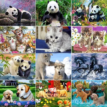 5D DIY Zvierat Diamond Maľovanie Panda Mačky, Psy Kamienkami Umenie Diamond Výšivky Mozaiky Cross Stitch Súpravy Domova Remesiel Darček