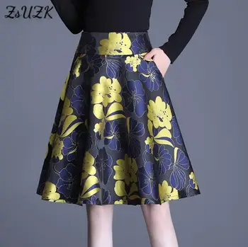 Wowen Módne Žakárové Sukne A-line Sukne Jar Jeseň Office Lady Kórea Vintage Elegantné Vysoký Pás Krátke Sukne