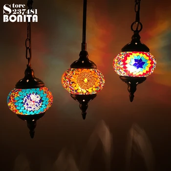 Malá Veľkosť, závesné svietidlá pre jedáleň Juhovýchodnej Ázie reštaurácia droplight Retro Ručne vyrábané sklenené mozaikové Farebné Prívesok Svetlo