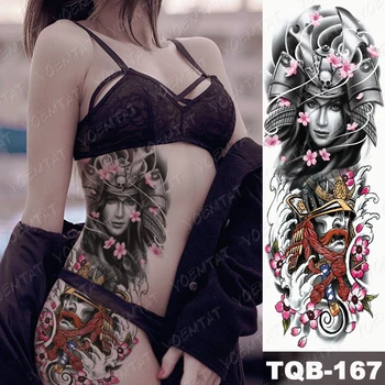 Veľké Arm Tattoo Rukáv Japonsko Samuraj Nepremokavé Dočasné Tatto Nálepky Geisha Pás Nohu Body Art Full Falošné Tetovanie Ženy Muži