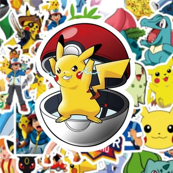 50/100ks Pokemon Nálepky Cartoon Pikachu chranenim, ale nezmizne Papiernictvo Notebook Deti Žiadne Stopy Graffiti Stiker