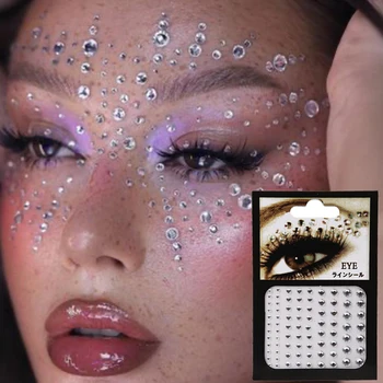 Farebné Crystal Oči Nálepky Dočasné Tetovanie Diamond Make-Up Na Tvár Jewel Nálepky Festival Strana Tela, Nail Art Kamienkami